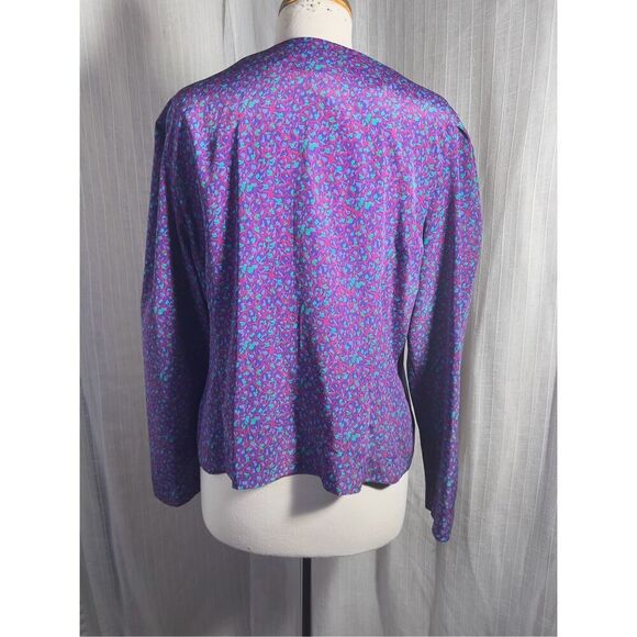 Leslie Fay | Women’s | Blouses | Size 16 | Vintage Purple Teal Button Down Blous - Picture 4 of 5